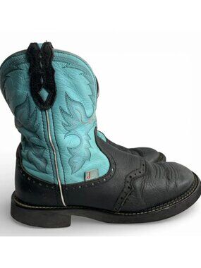 Justin Gypsy Leather Turquoise Blue Western Cowgirl Shorty Roper Boots 8.5 B